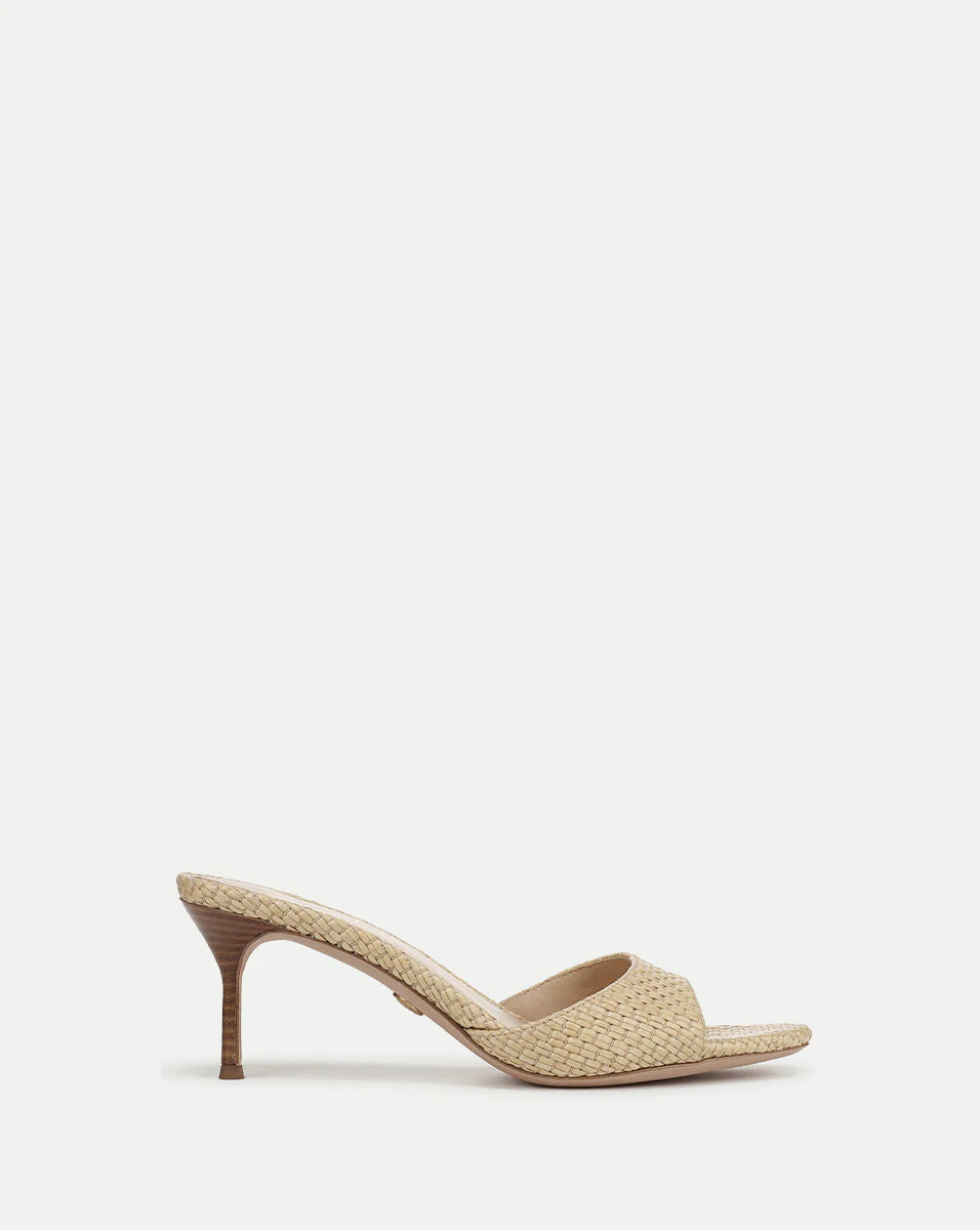 Tia Raffia Kitten Heel in Tan | Veronica Beard | Veronica Beard