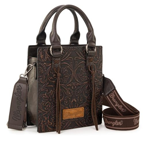 Wrangler Embossed Crossbody Purse for Women Wallet Women Western Cross body Purses Fringe Top handle handbag and small Purse WG271-8119CF | Amazon (US)