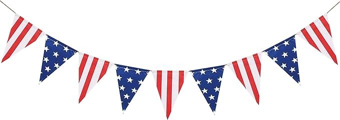 FAKTEEN American Stars and Stripes Flag Bunting Garland USA Triangle Banner Patriotic Party Decor... | Amazon (US)