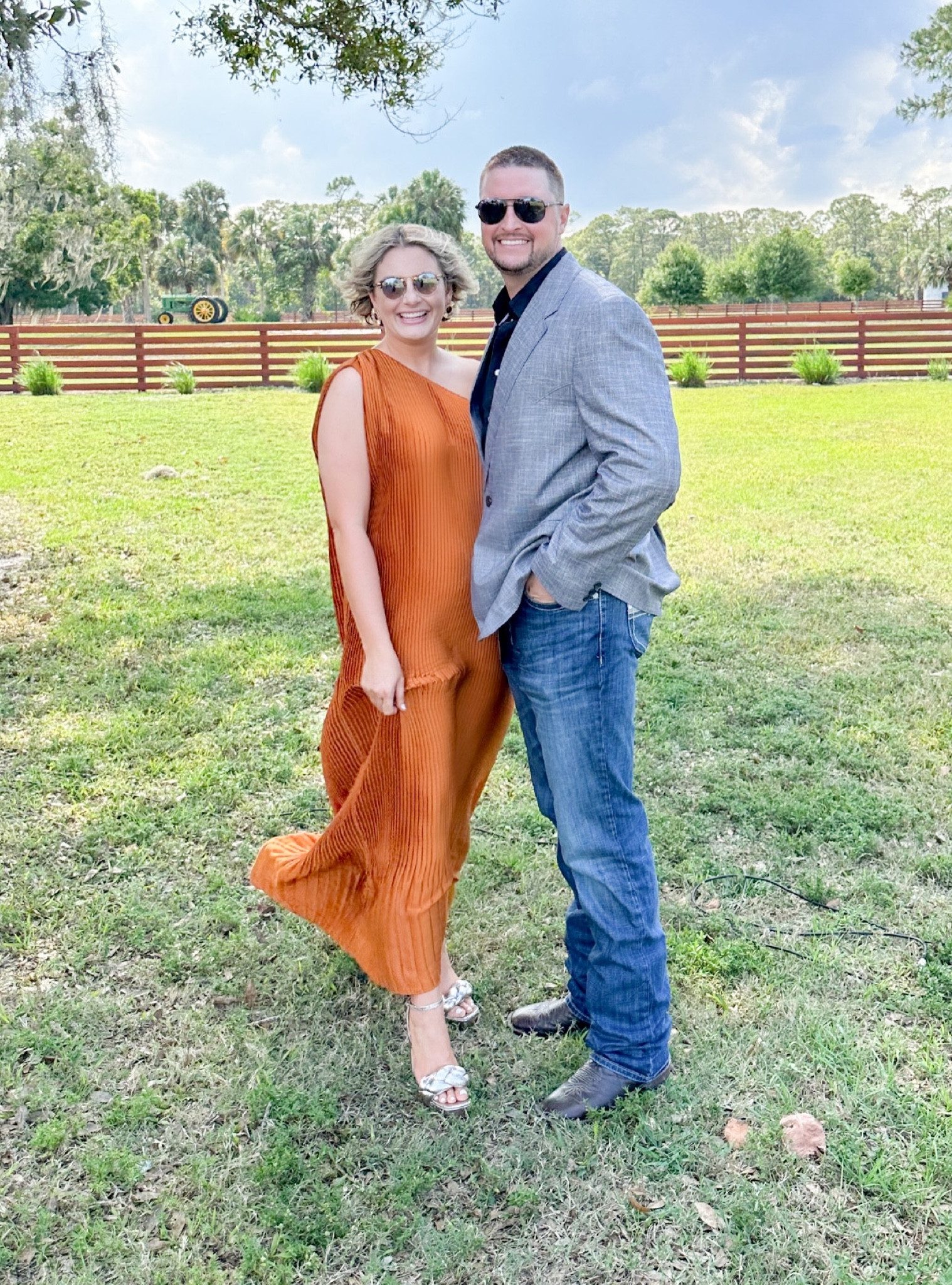 Recent wedding ‘fit with a gorgeous #renttherunway dress, #ltksalealert platforms and my favorite sunglass brand - and my hot wedding date! #wedding #weddingguest #jcrew #spring #springwedding #loefflerrandall #tome 

#LTKsalealert
