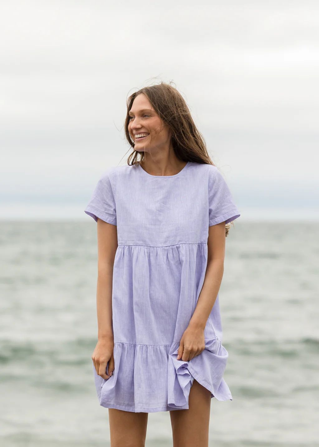The Linen Ruffle Dress - Lavender - Discontinued Style | Alice Walk