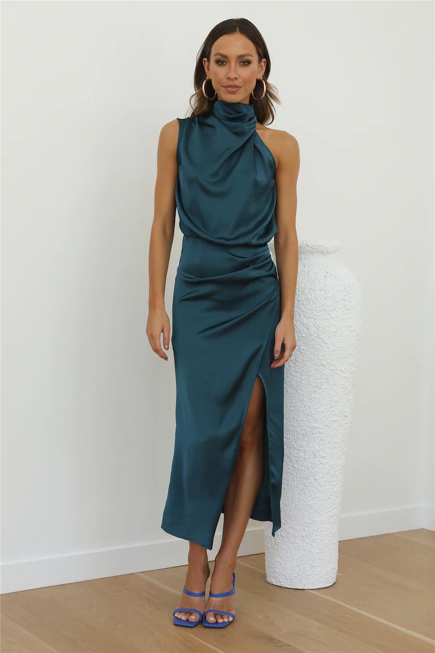Cocktail Party Midi Dress Teal | Hello Molly