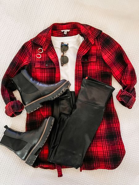 Holiday party outfit inspo! Love this tunic from LL Bean, the regular length is perfect for my height at 6 ft tall. The sleeves hit right at my wrist. Comfortable to roll also. True flannel so it is warmer, but NOT a coat/jacket. Leggings are a must have for all your holiday activities! Linked a bunch of my favorites at LL Bean too 🤍

Faux leather leggings, boots, holidayy

#LTKCyberWeek #LTKHoliday