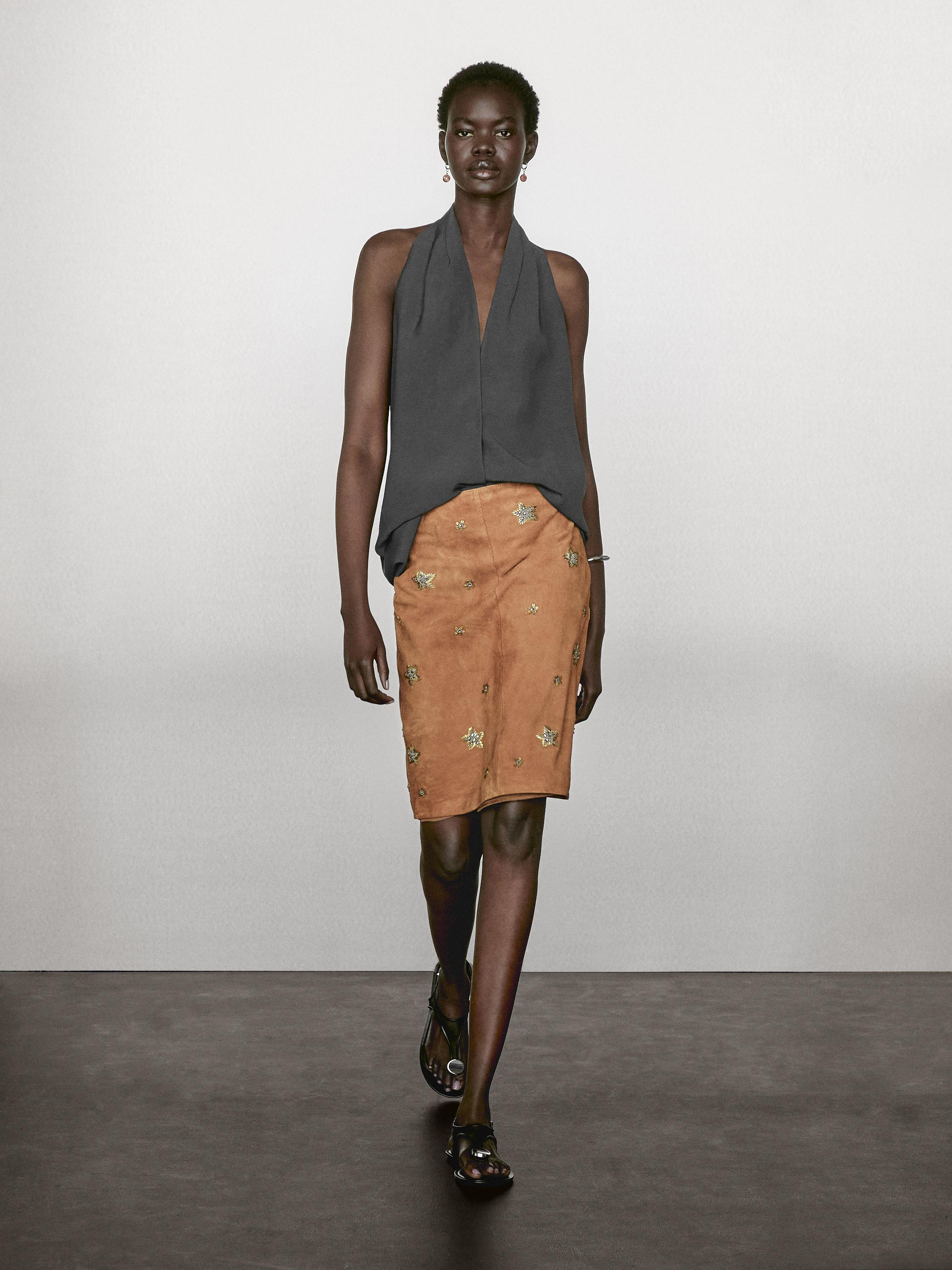 Rock aus Wildleder mit Strass | Massimo Dutti DE