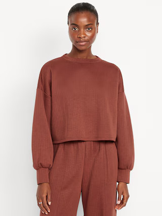 Bounce Fleece Quilted Crew-Neck Top | Old Navy (US)