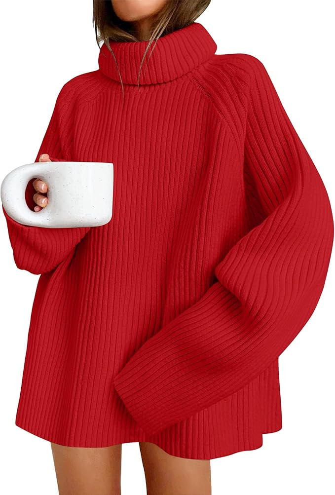 ZESICA Women's 2024 Winter Sweaters Oversized Turtleneck Long Sleeve Chunky Knitted Pullover Swea... | Amazon (US)