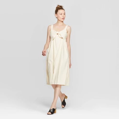 Women's Strappy V-Neck Bow Tie A Line Dress - Who What Wear™ Cream | Target