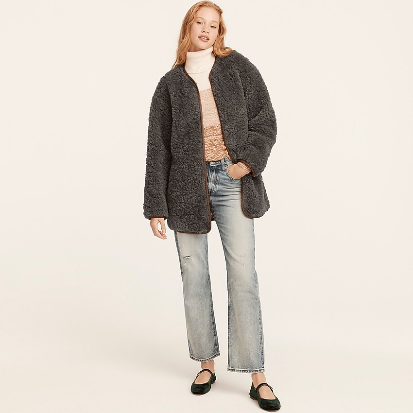 Collarless jacket in recycled sherpa | J. Crew US