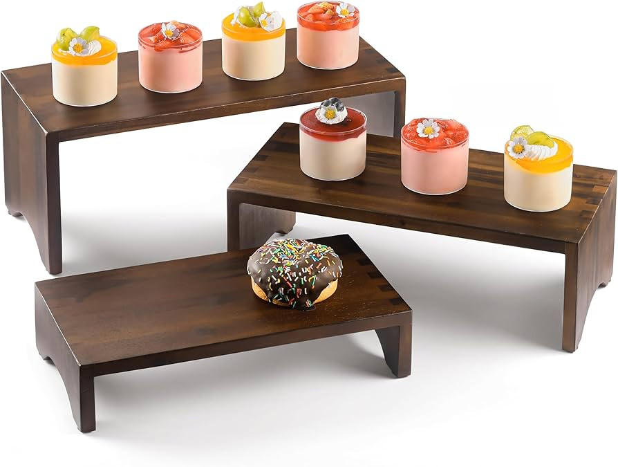 Acacia Wooden 3 Tier Cupcake Stand - Risers for Display for Food Buffet Risers and Stands – Foo... | Amazon (US)