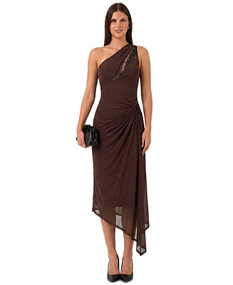 Women's Lace One-Shoulder Midi Dress | Macy's