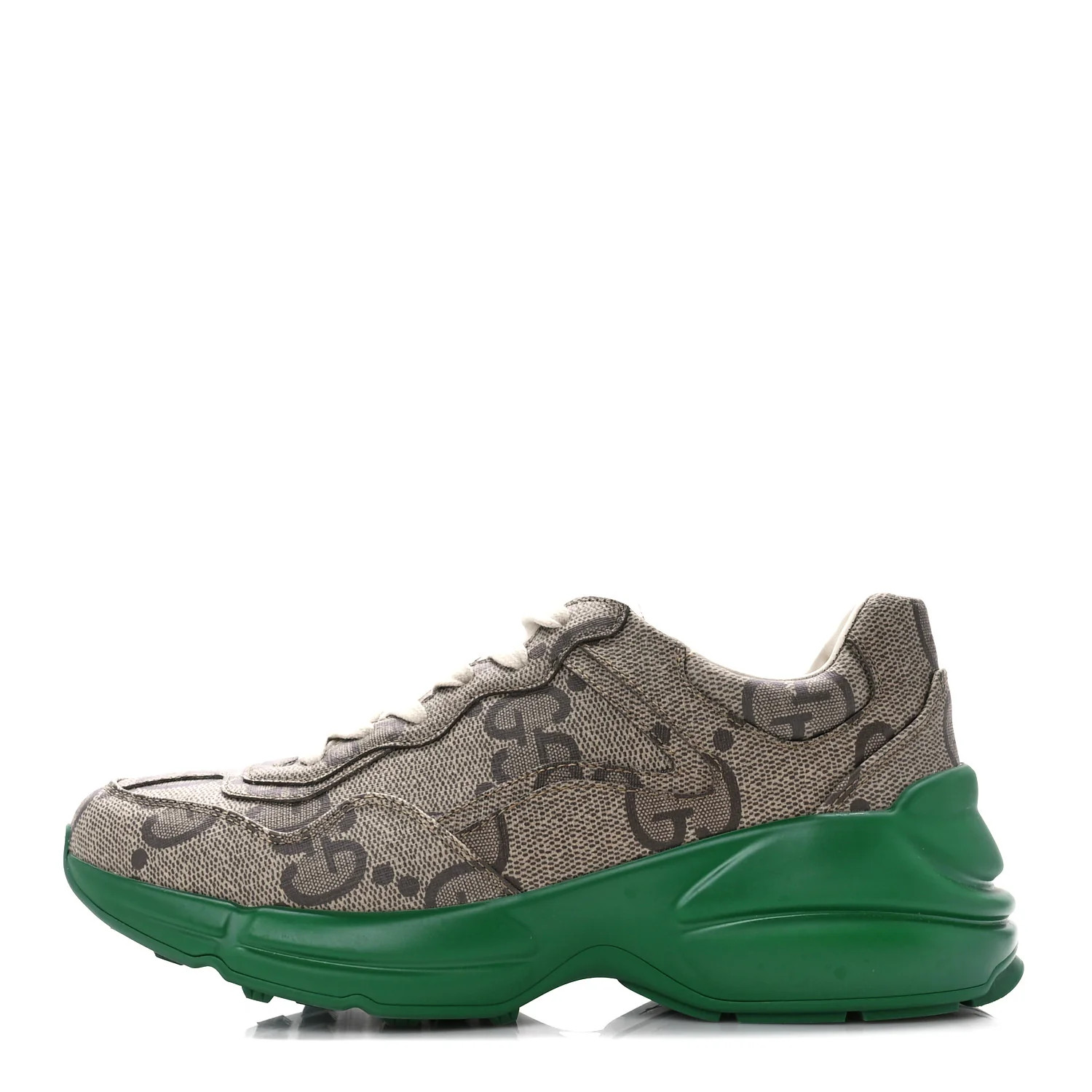 GUCCI Maxi GG Supreme Monogram Gucci 100 Womens Rhyton Sneakers 37 Beige Ebony Green | FASHIONPHILE (US)