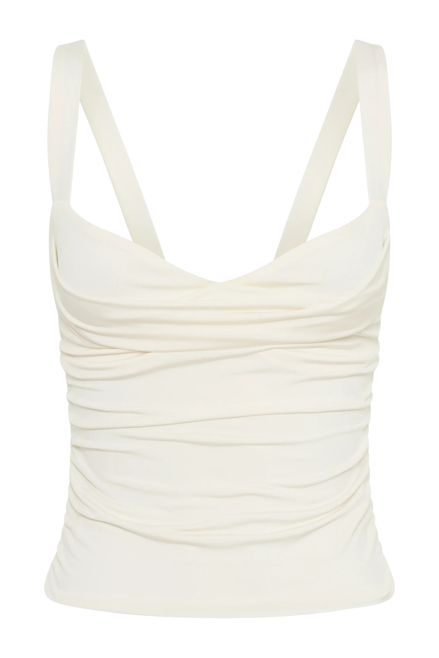Hailey Slinky Long Line Sweetheart Top - Ivory | MESHKI US