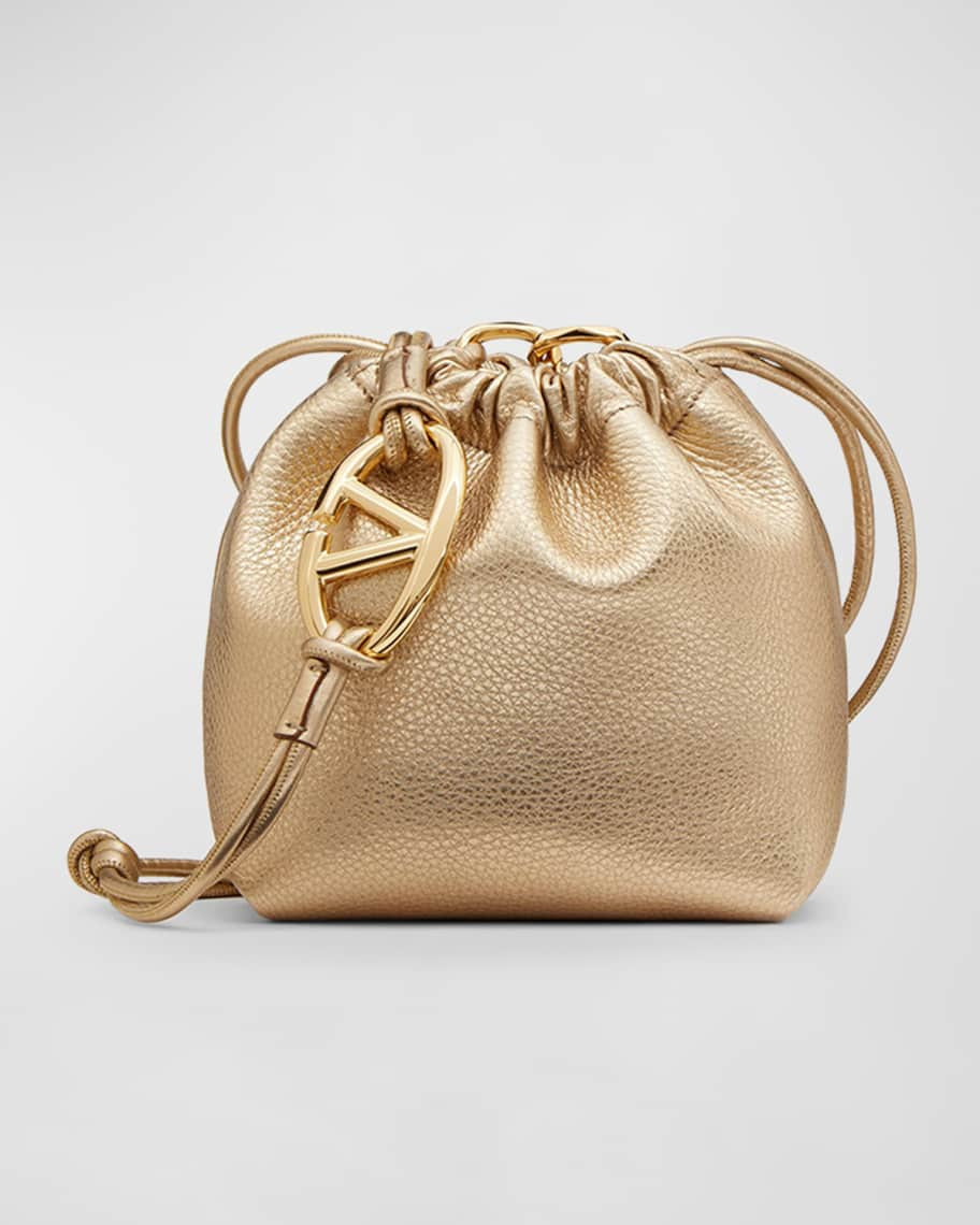Valentino Garavani Mini VLOGO Metallic Bucket Bag | Neiman Marcus