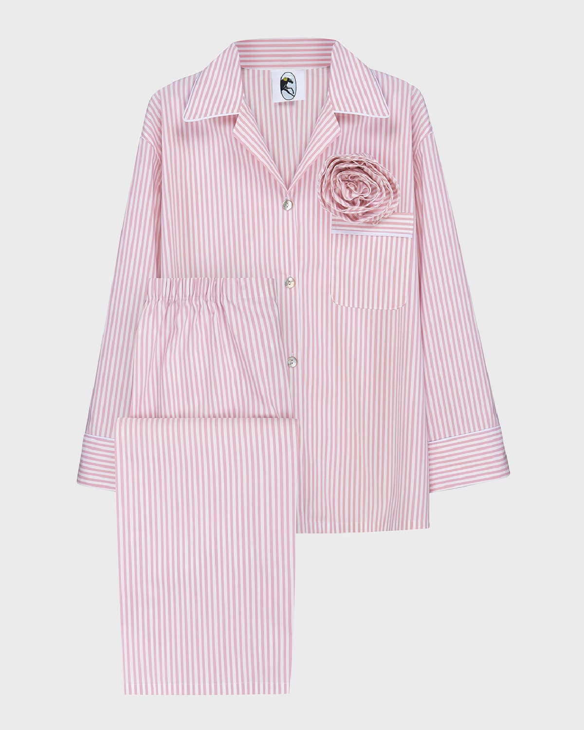 The Rose Striped Cotton Pajama Set | Neiman Marcus