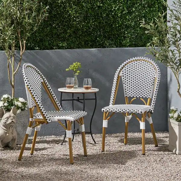 Elize Outdoor French Bistro Chair (Set of 2) by Christopher Knight Home | Bed Bath & Beyond
