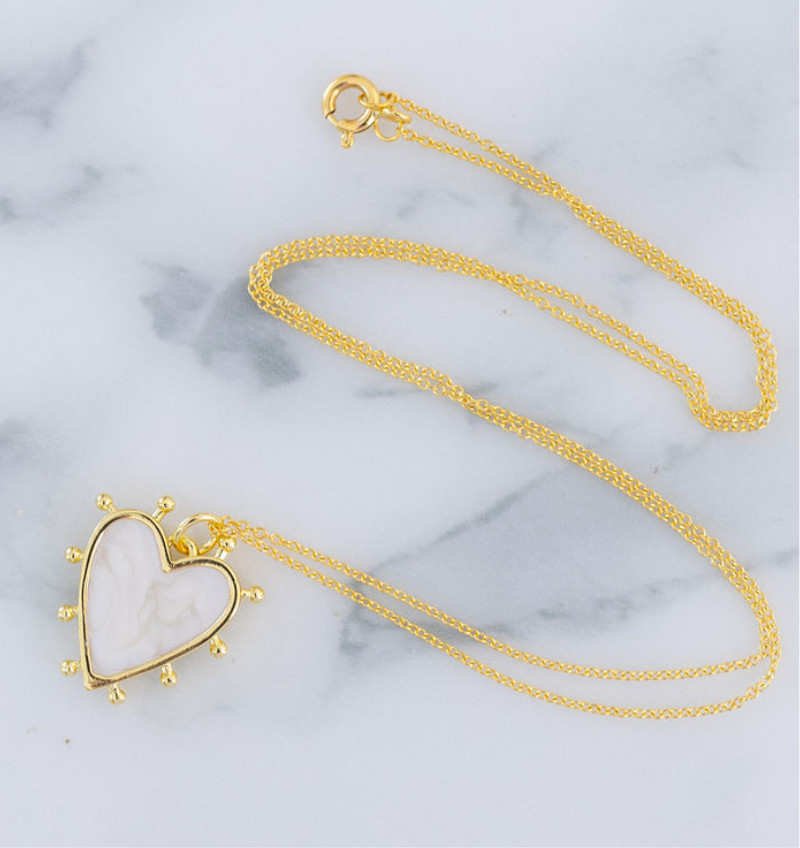 Enamel Heart Necklace | Creamy Heart Necklace | Erin McDermott Jewelry