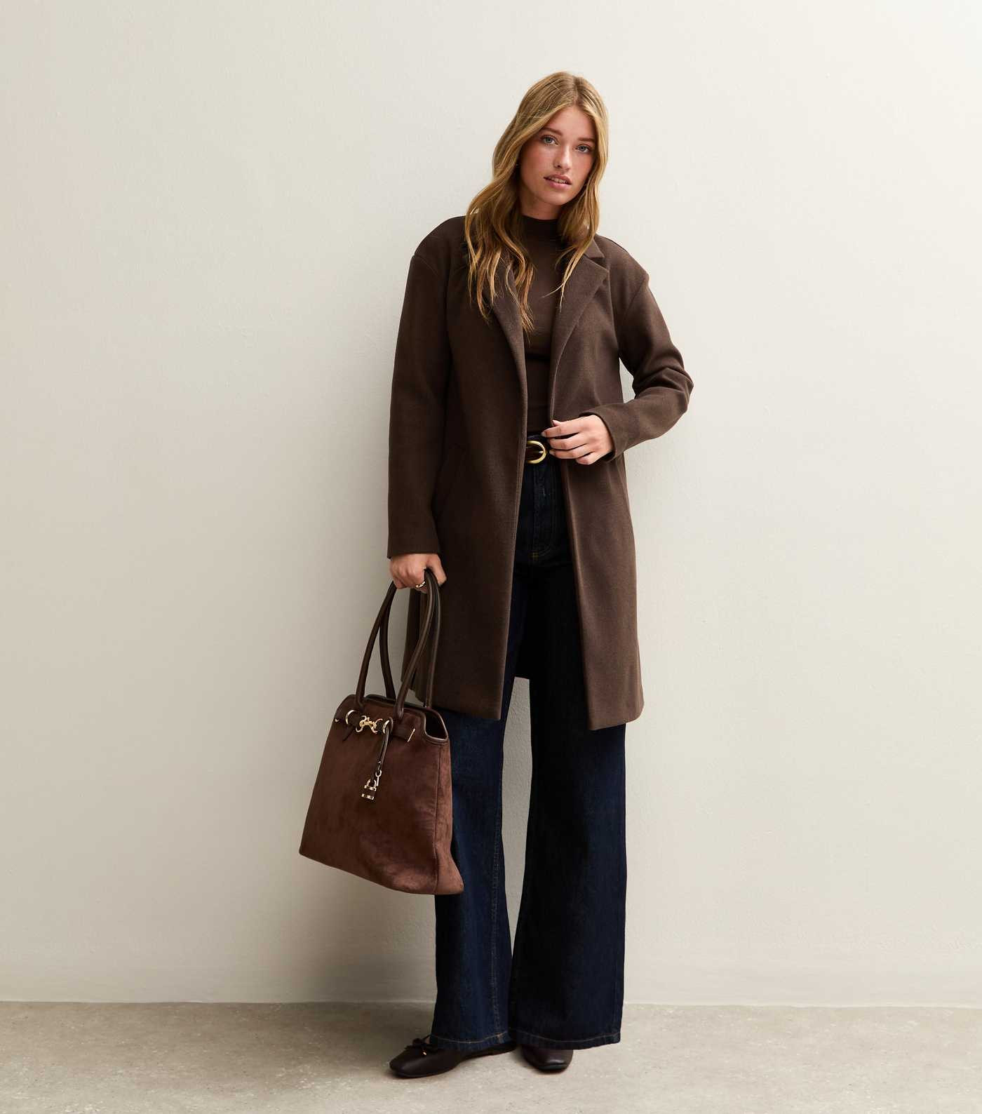Dark Brown Unlined Tailored Coat | New Look | New Look (UK)