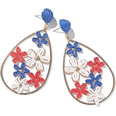 Flower Teardrop Earrings Boho Raffia Earrings Cute Floral Dangle Earrings Trendy Statement Jewelr... | Amazon (US)