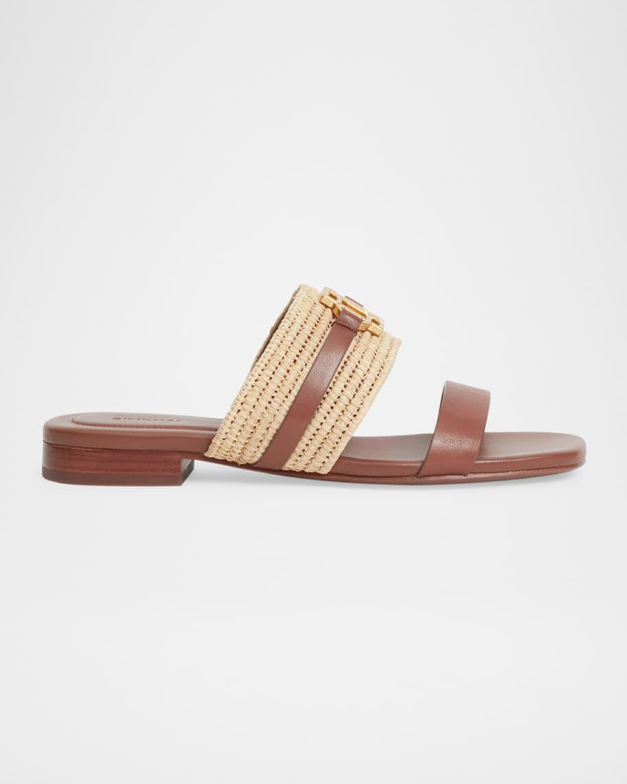 SIMKHAI Roan Raffia Flat Sandals | Neiman Marcus