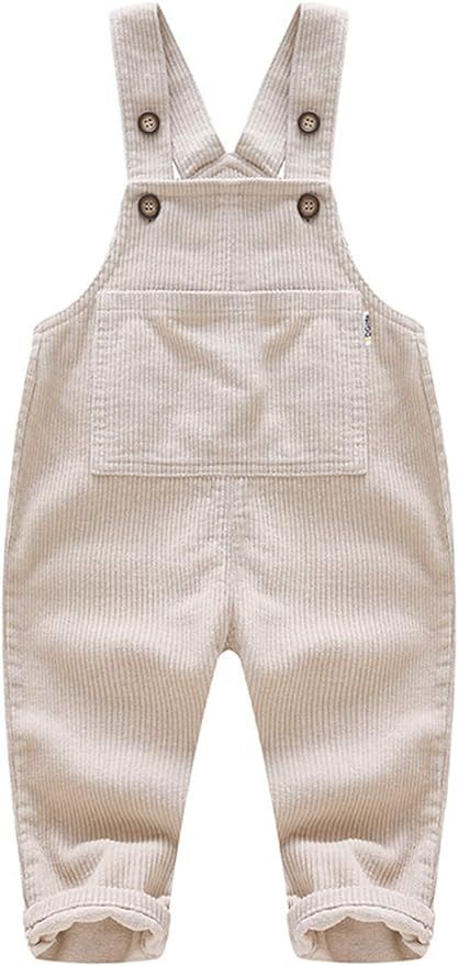 Infant Baby Boy Girl Overalls Solid Corduroy Loose Suspender Pocket Romper Pants One Piece Outfit | Amazon (US)