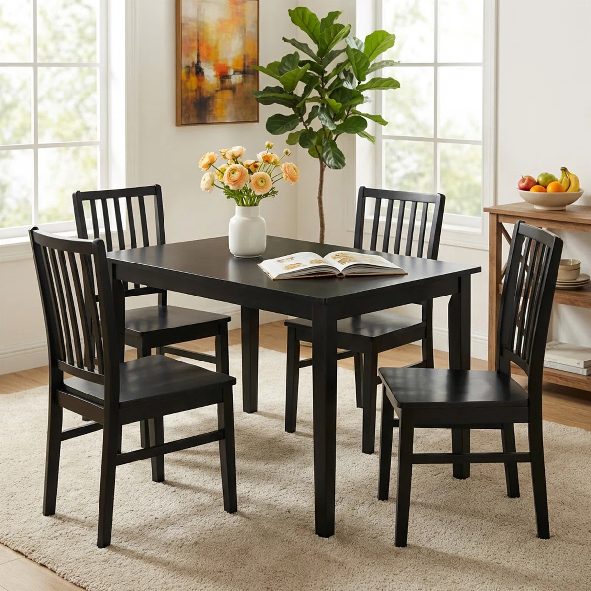17.5'' H Solid Wood Side Chairs Modern Farmhouse Dinning Chairs Set of 4 (Set of 4) | Wayfair North America