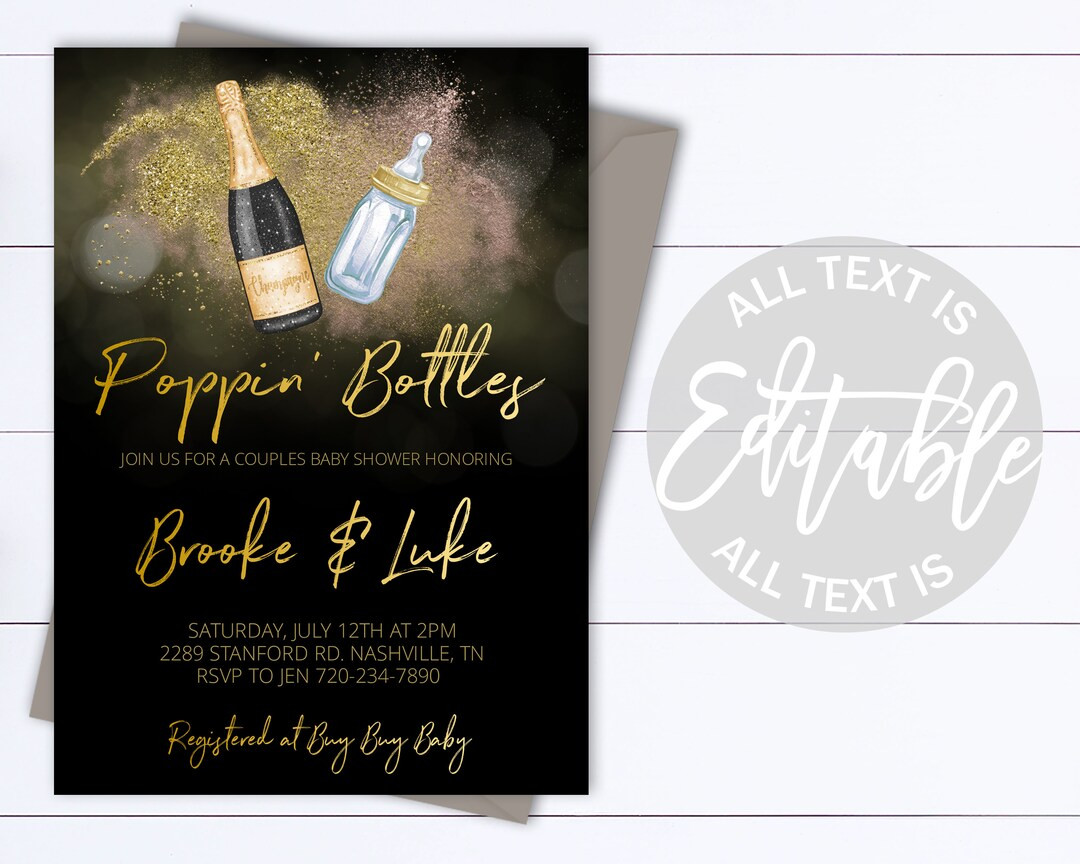 Poppin' Bottles Couples Baby Shower Invitation Poppin Bottles Co-ed Baby Shower Invitation Poppin... | Etsy (US)