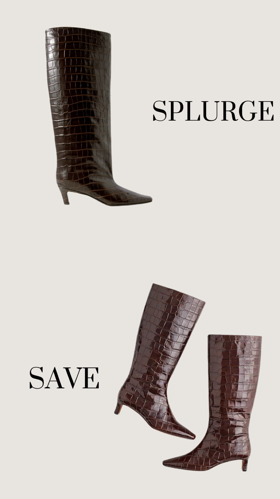 Save vs. Splurge: Brown Boot Edition
Tall boots in rich leathers and textures are a major fall shoe trend - can’t wait to wear these with our barn jackets. 

#LTKShoeCrush #LTKStyleTip #LTKSeasonal