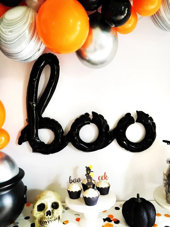 Boo Balloon - Halloween Balloon - Halloween Banner - Halloween Party Decor - Spooky Bash Party - ... | Etsy (US)