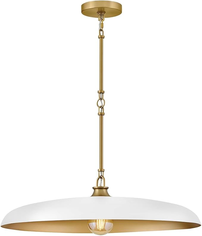 Hinkley Sadie 24" Dome Saucer Shape Pendant Light, Chalk White + Lacquered Brass | Amazon (US)