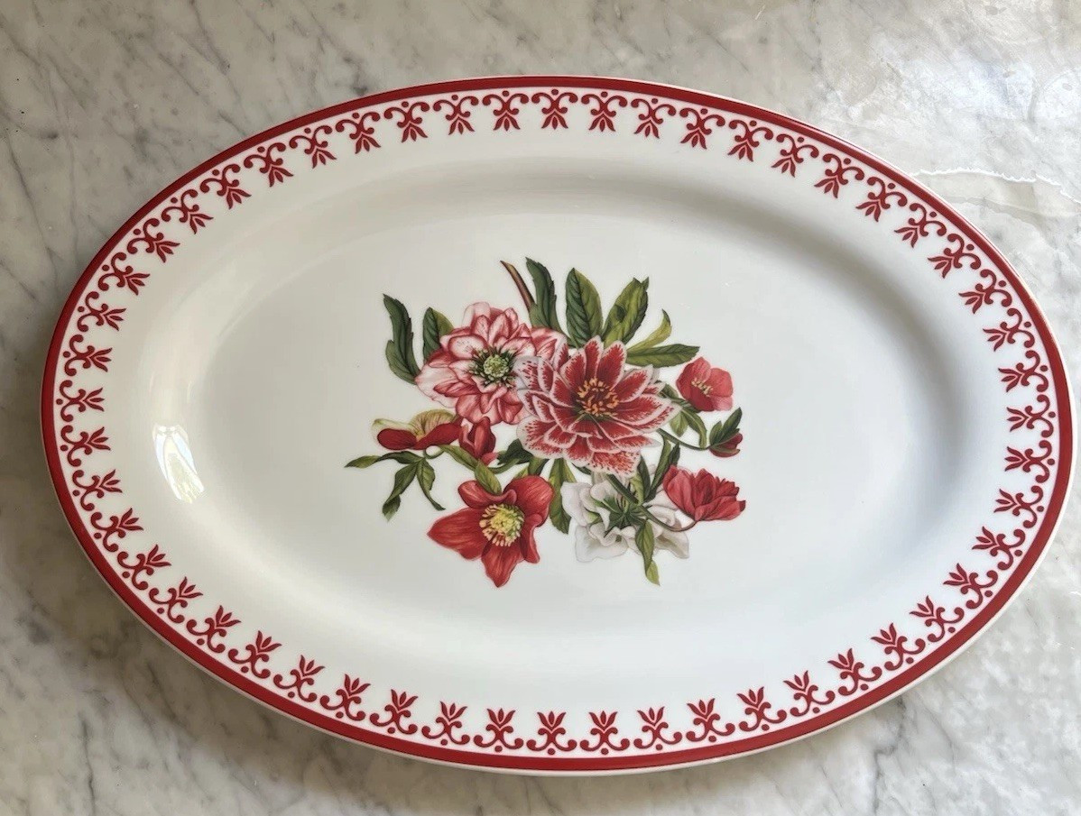 NWOT Williams Sonoma Aerin Lauder Alpine Swiss Red White Holiday Platter Floral | eBay US