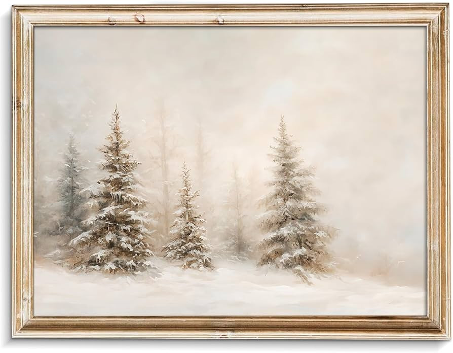 uniro Christmas Pine Tree Wall Art Vintage Neutral Christmas Decor Winter Xmas Aesthetic Poster f... | Amazon (US)