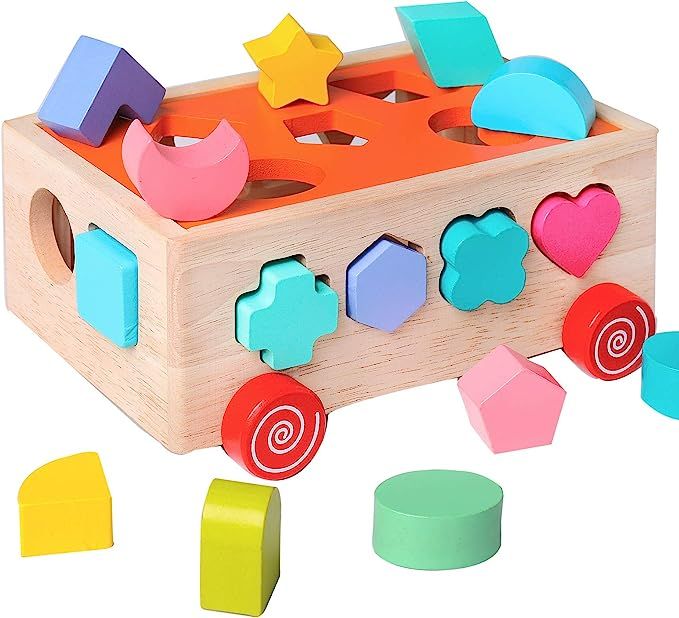 Kidus Wooden Shape Sorter Toys for Toddlers 1-3 Years Old, Montessori Early Learning Toy Set for ... | Amazon (US)