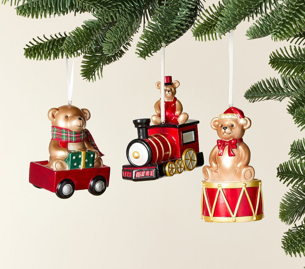 Shatterproof Teddy Bear Ornaments, Set of 3 | Pottery Barn Kids