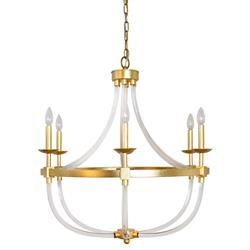 Astor Hollywood Regency Clear Frame Gold Leaf Metal Candle Style Chandelier | Kathy Kuo Home
