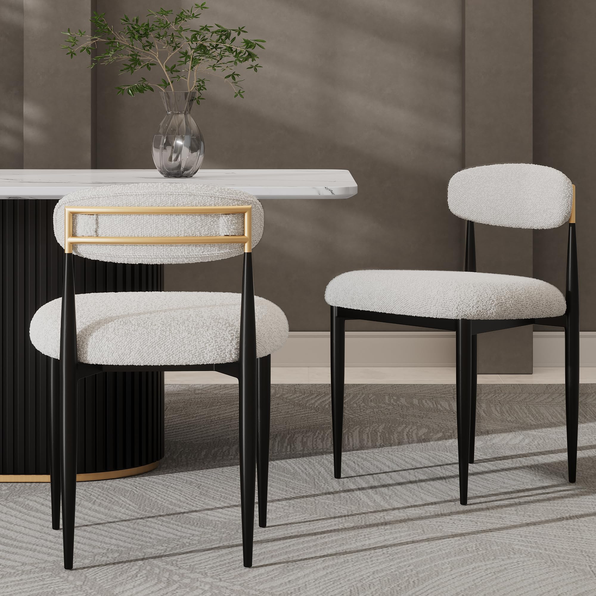 Morden Fort Modern Dining Chairs Set of 4, Fabric Dining Side Chairs with Curved Backrest and Bla... | Amazon (US)
