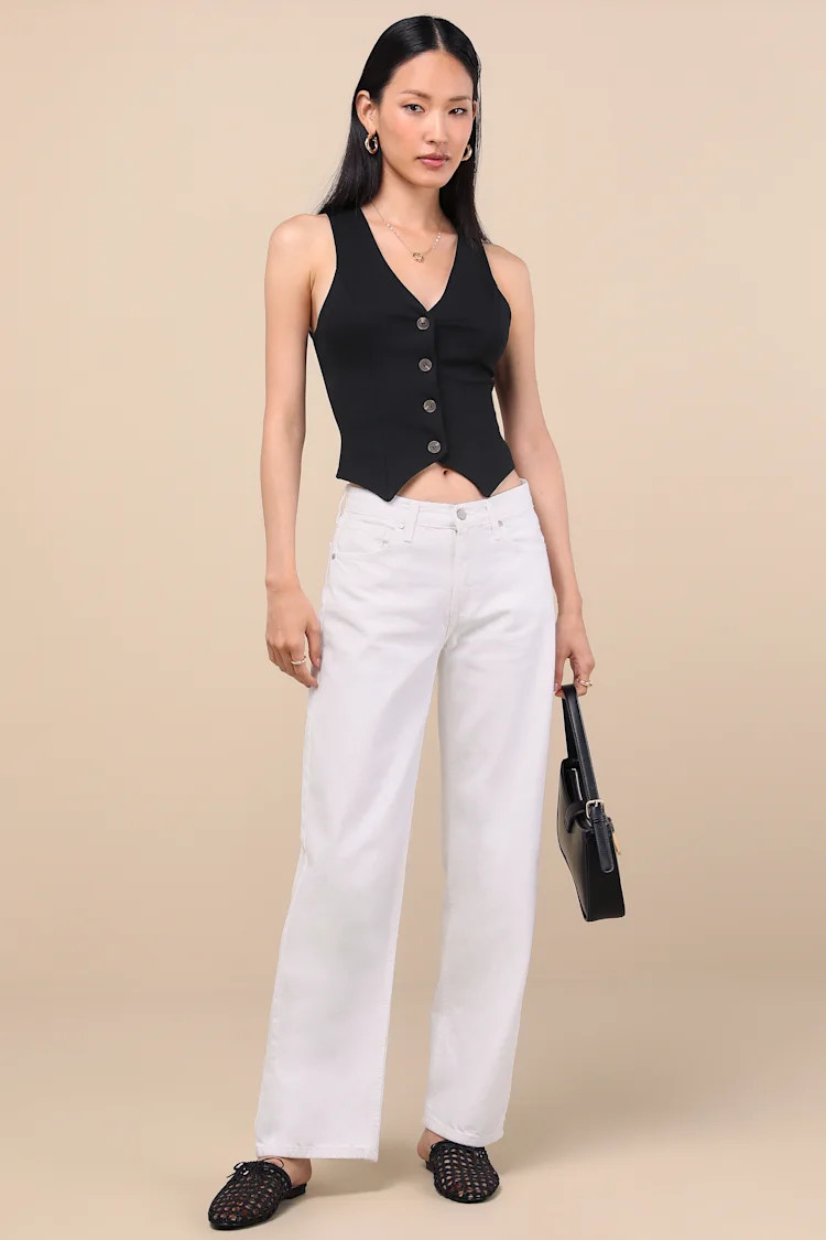 Everyday Coolness White Denim High-Rise Straight-Leg Jeans | Lulus