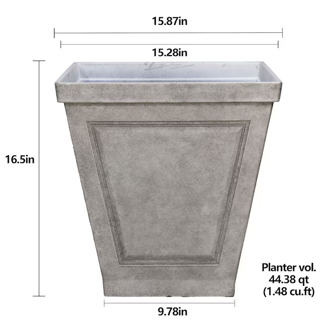 allen + roth Square 15.28-Inches W Large Gray Recycled plastic Indoor/Outdoor Planter with Draina... | Lowe's