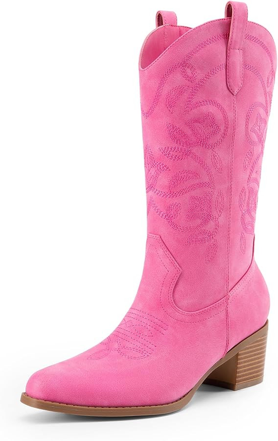 DREAM PAIRS Cowboy Boots for Women Cowgirl Western Boots Fashion Embroidery Stitched Chunky Heel ... | Amazon (US)