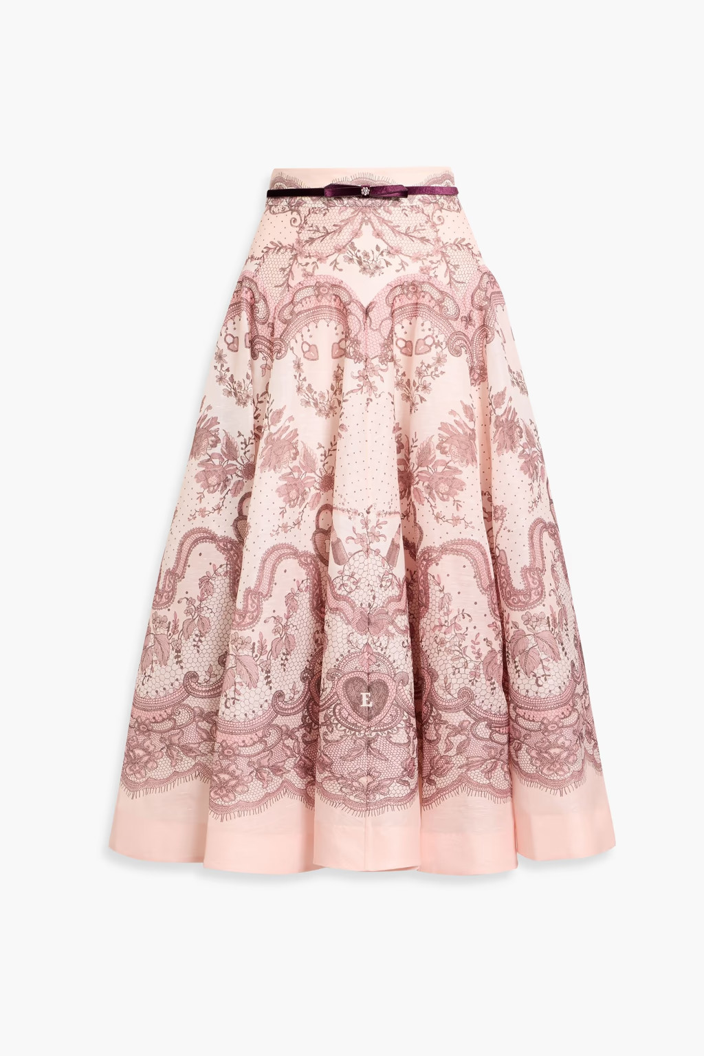 Belted printed linen and silk-blend gauze midi skirt | The Outnet (US and CA)