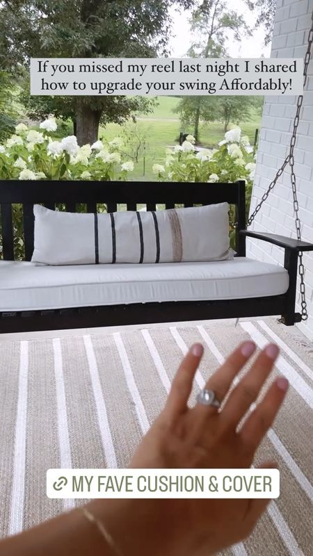This affordable cushion and cover set is the absolute best way to elevate your porch swing! It’s 3.5 thick and 18x46 inches! 
The perfect way to spruce up your porch this summer and fall! 