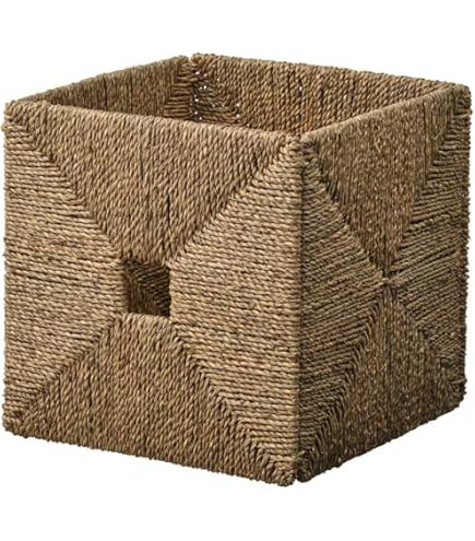 Woven Seagrass Storage Basket – Decorative Organizer Bin, 12.5 x 13 x 12.5 Inch | Amazon (US)