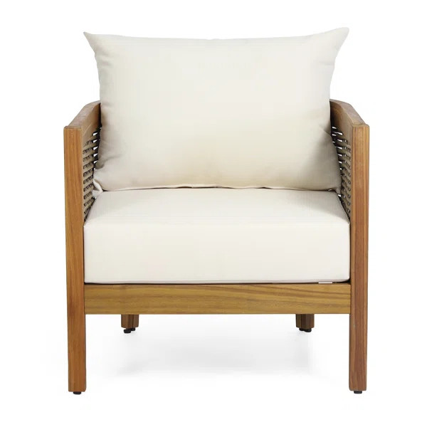 Boling Outdoor Acacia Wood Club Chairs With Cushions (Set of 2) | Wayfair North America