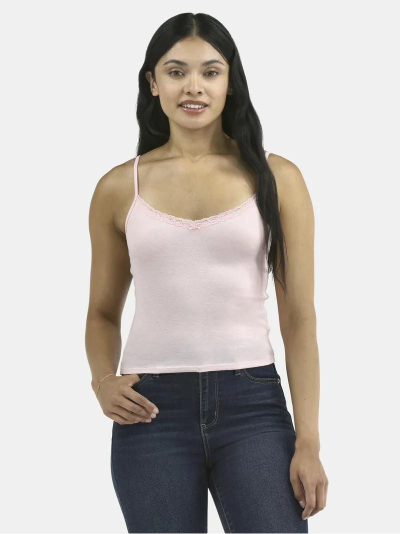 No Boundaries Vintage Tank Top with Lace Trim, Women's | Walmart (US)
