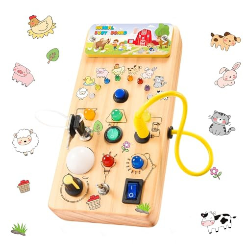 Toddler Busy Board Montessori Toys for 1 2 3+ Year Old,Wooden Sensory Board Light Switch Toys,Great Fidget Toy Airplane Travel Toys for Baby Toddlers Age 1-3 Boys Girls Birthday Ideas | Amazon (US)