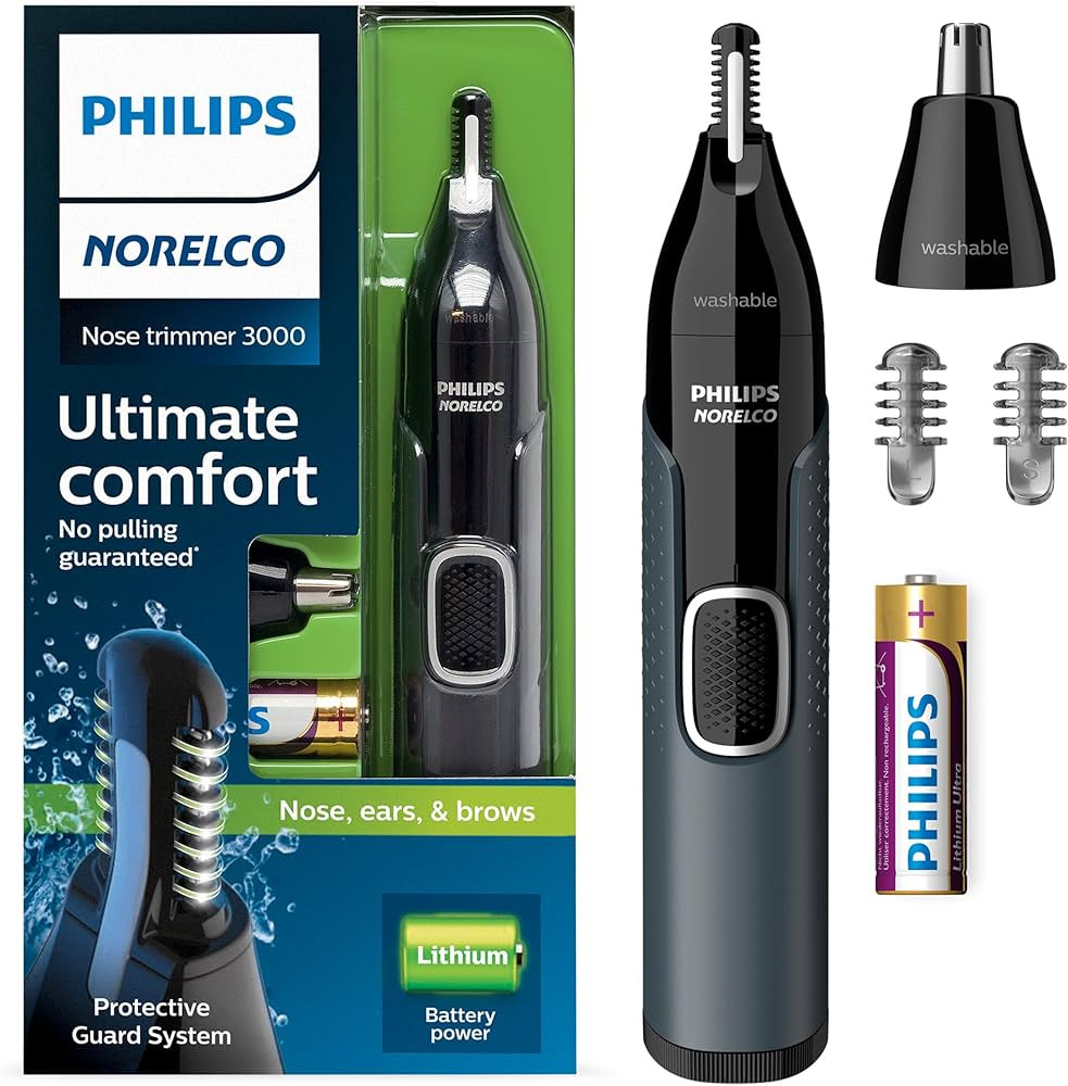 Philips Norelco Nose Trimmer 3000, For Nose, Ears and Eyebrows, Black, NT3600/42 | Amazon (US)