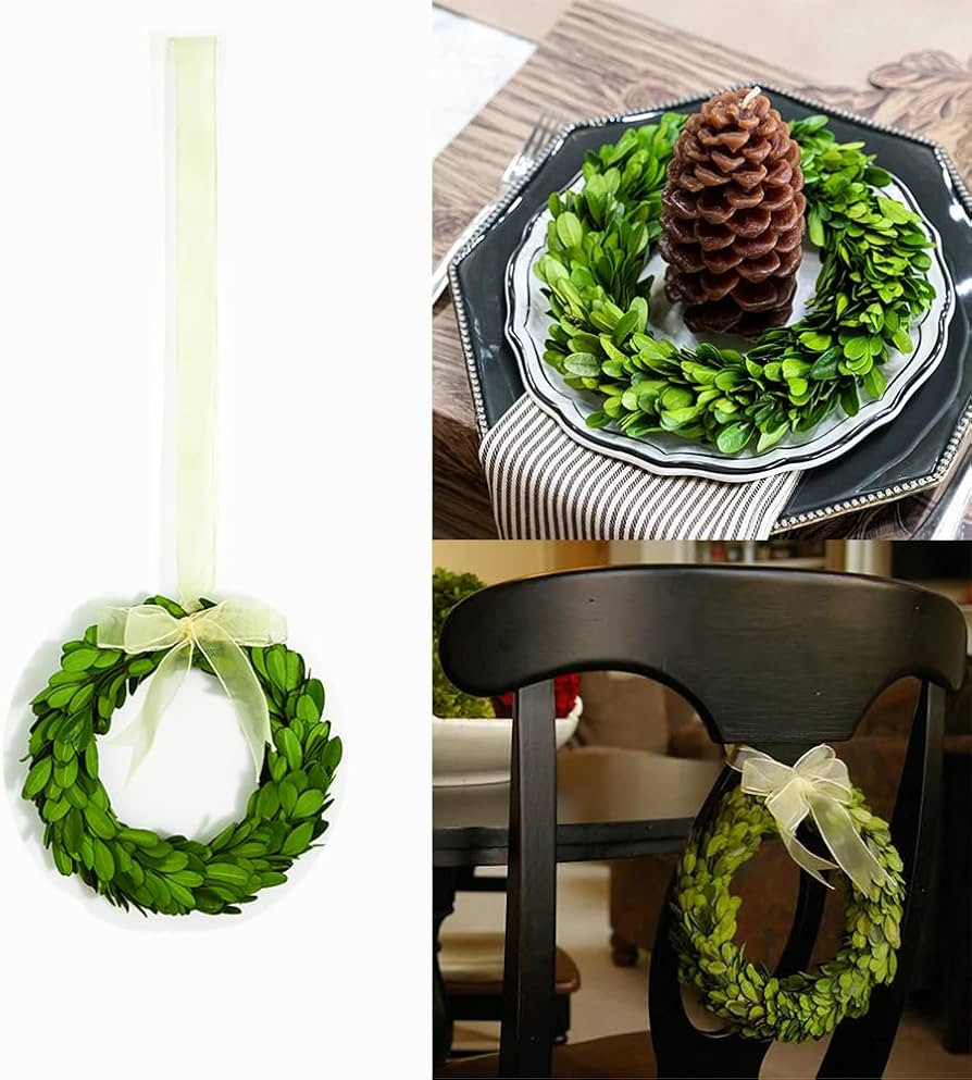 Boxwood Wreath Mini 6 inch Preserved Round Boxwood Wreath, Spring Wreath Door Wall Hanging Window... | Amazon (US)