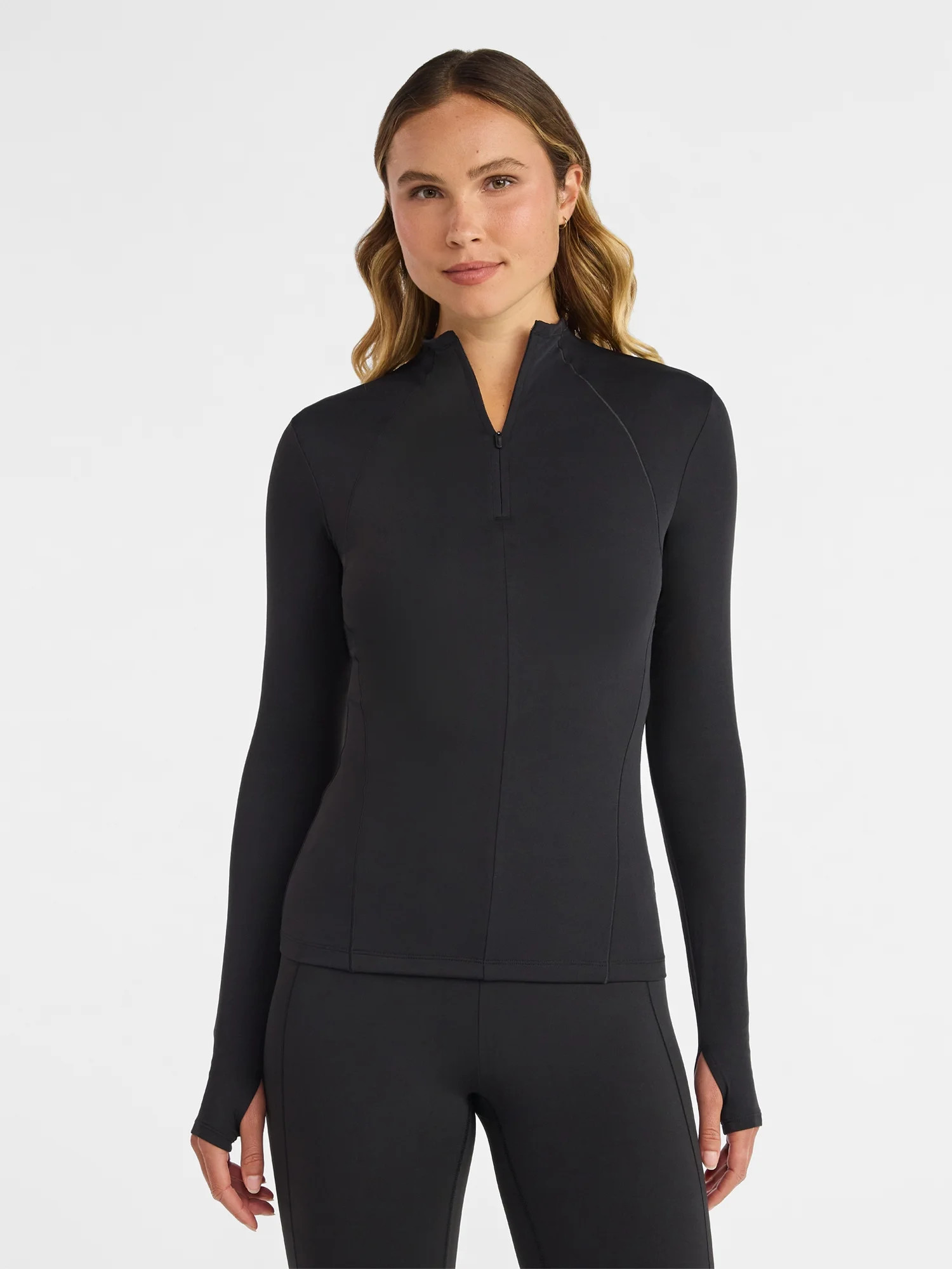 Avia Women's and Women's Plus SoftSculpt Quarter Zip Long Sleeve Top, Sizes XS-4X | Walmart (US)