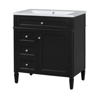 Modern 30'' Bathroom Vanity With Top Sink, 2 Drawers, Tip-Out Drawer, And Cabinet For Efficient Storage | Wayfair North America