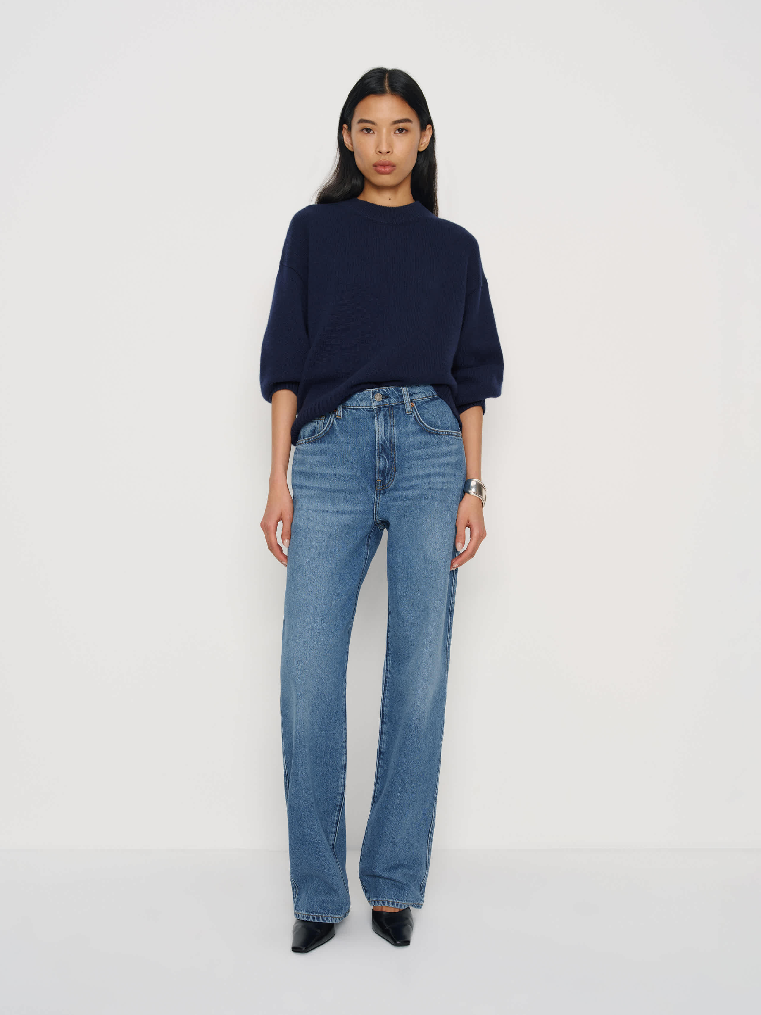 Reformation Val 90s Mid Rise Straight Jeans Blue Denim 25 | Reformation (Global)