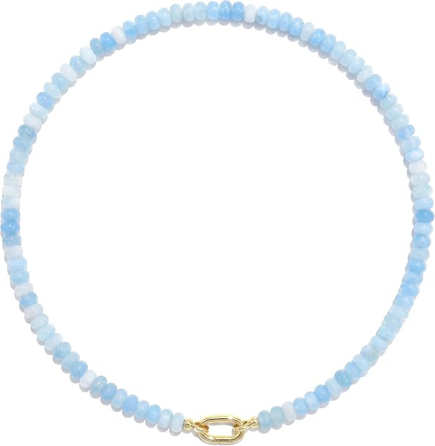 Colorful Stone Beaded Necklace for Women,Natural Gemstone Bead Choker Necklaces Boho Summer Beach... | Amazon (US)